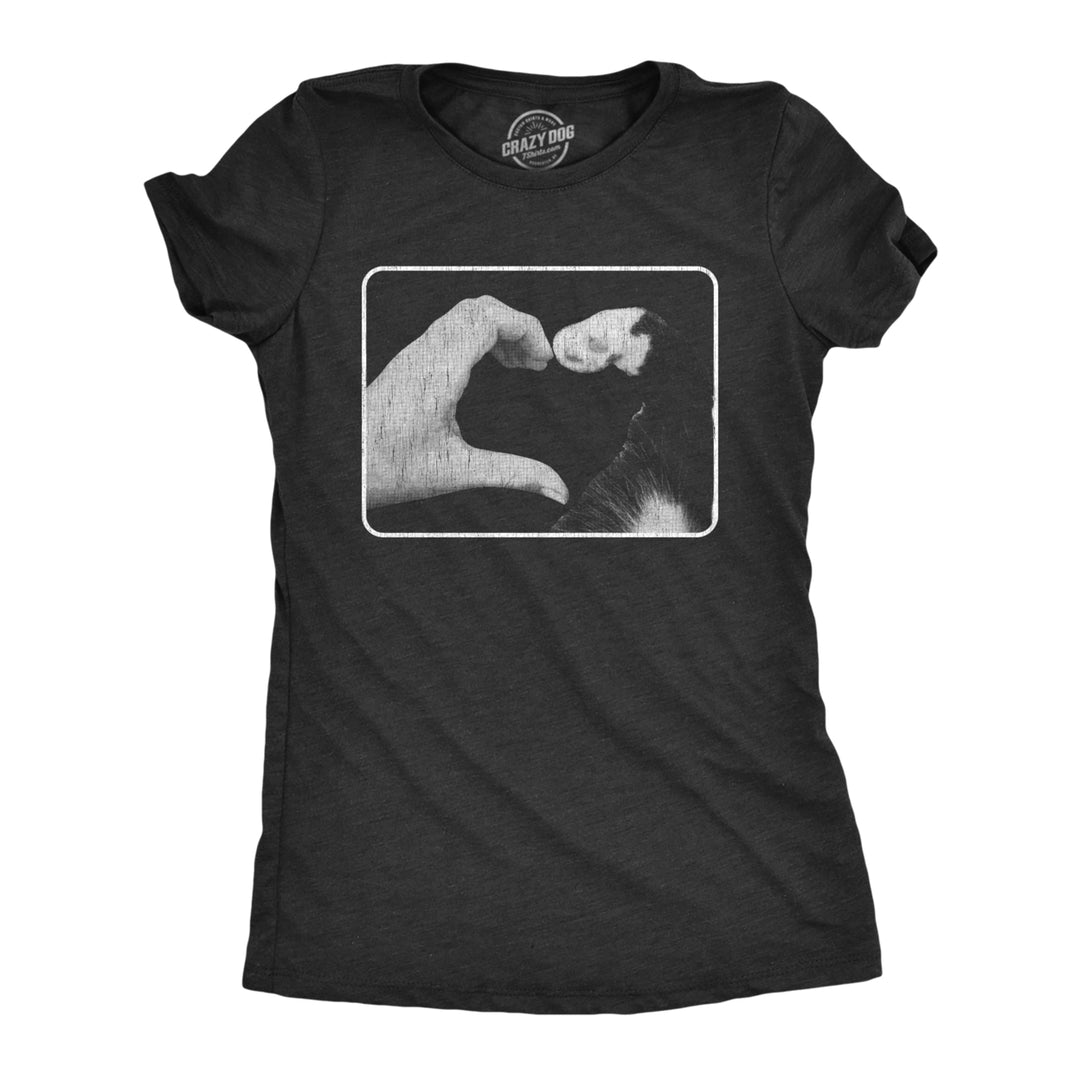 Womens Hand Paw Heart T Shirt Funny Cute Kitten Feline Lovers Tee For Ladies Image 1