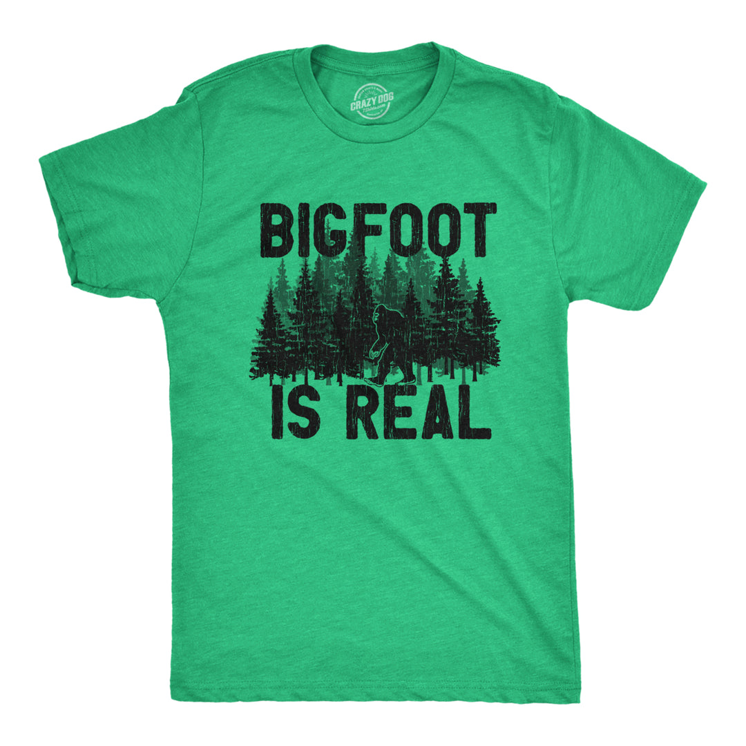 Mens Bigfoot Is Real T Shirt Funny Awesome Sasquatch Believer Outdoors Tee For Guys Image 1