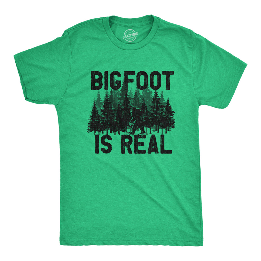 Mens Bigfoot Is Real T Shirt Funny Awesome Sasquatch Believer Outdoors Tee For Guys Image 1