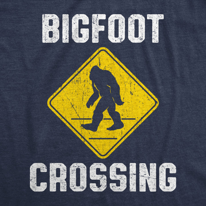 Womens Bigfoot Crossing T Shirt Funny Sasquatch Road Warning Sign Tee For Ladies Image 2