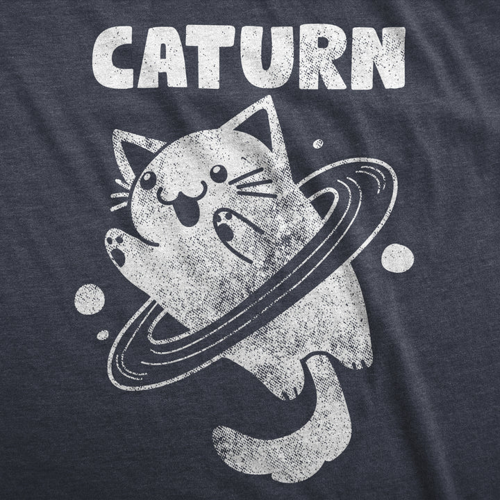 Mens Caturn T Shirt Funny Cute Saturn Kitten Planet Rings Outerspace Tee For Guys Image 2