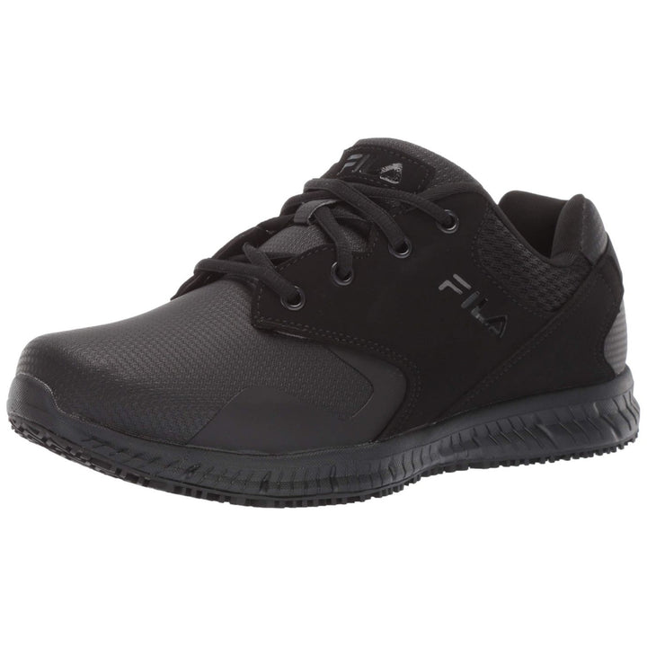 Fila Mens Memory Layers Slip Resistant Work Shoe Food Service BLK/BLK/BLK Image 1