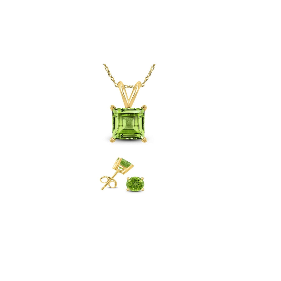 Paris Jewelry Womens Yellow Gold 1-2ct Created Peridot CZ Necklace and Earrings Set Plated Image 1