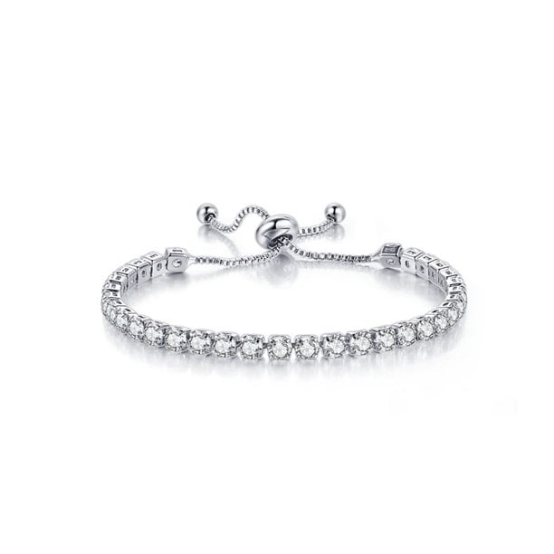 18K White Gold Adjustable Tennis Bracelet 8 Ct Created CZ Jewelry Gift Image 1