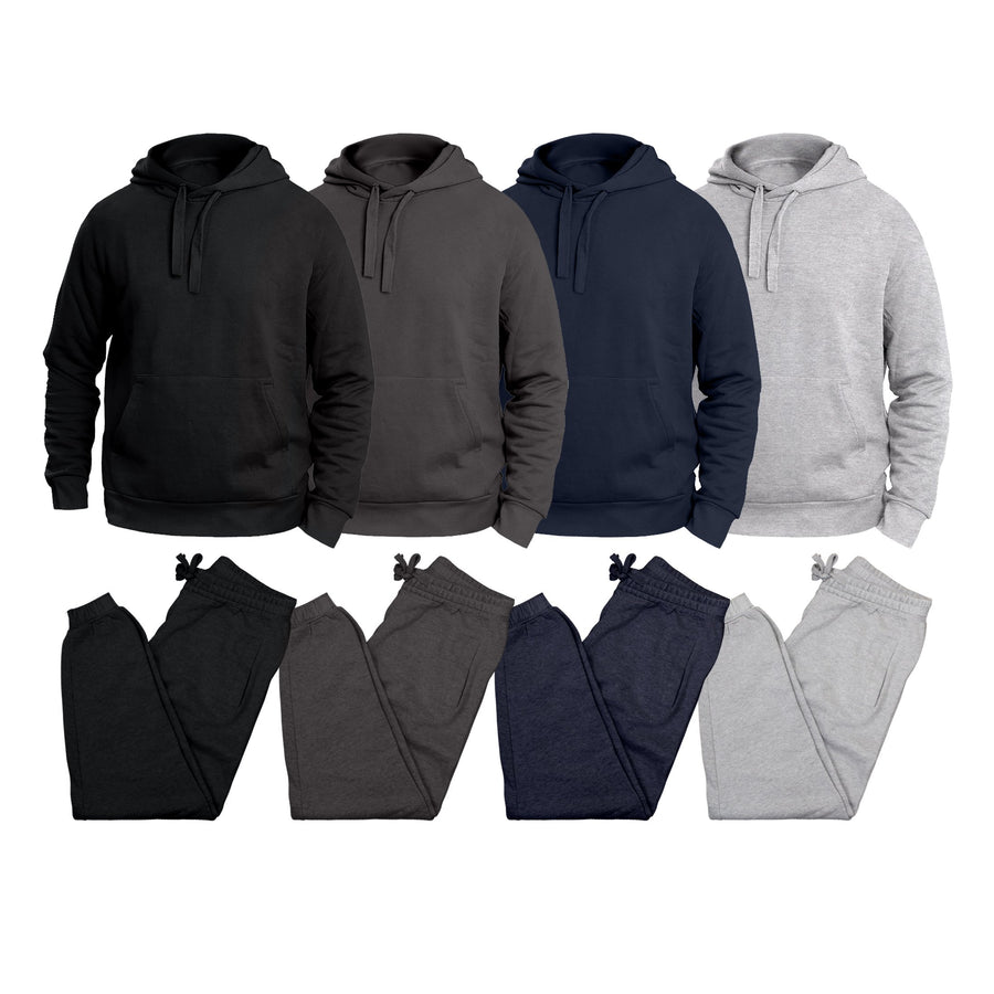 Mens Athletic Warm Jogging Pullover Sweatshirt Pants Set Fleece Lined Activewear Image 1