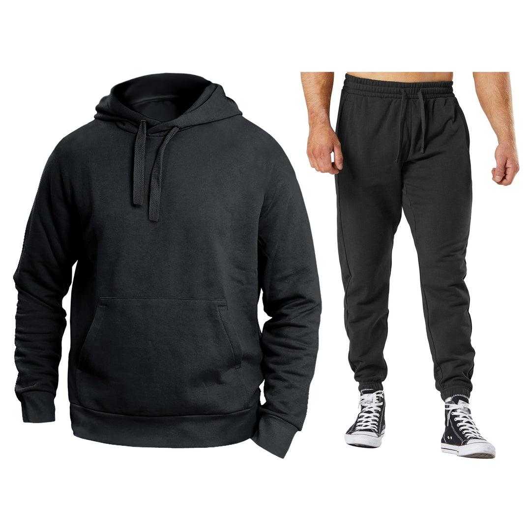 Mens Athletic Warm Jogging Pullover Sweatshirt Pants Set Fleece Lined Activewear Image 4