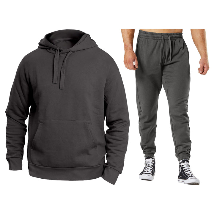 Mens Athletic Warm Jogging Pullover Sweatshirt Pants Set Fleece Lined Activewear Image 4