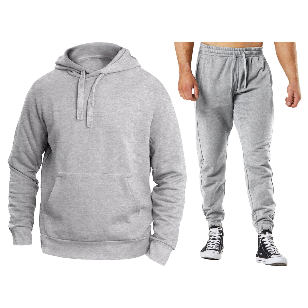 Mens Athletic Warm Jogging Pullover Sweatshirt Pants Set Fleece Lined Activewear Image 3