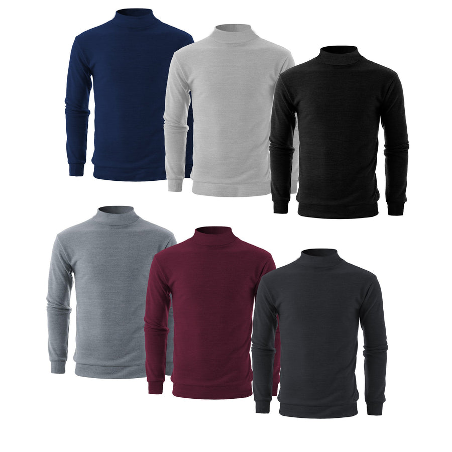 Mens Slim Fit Long Sleeve Casual Mock Neck Pullover Sweater 2 Pack Assorted Colors Image 1