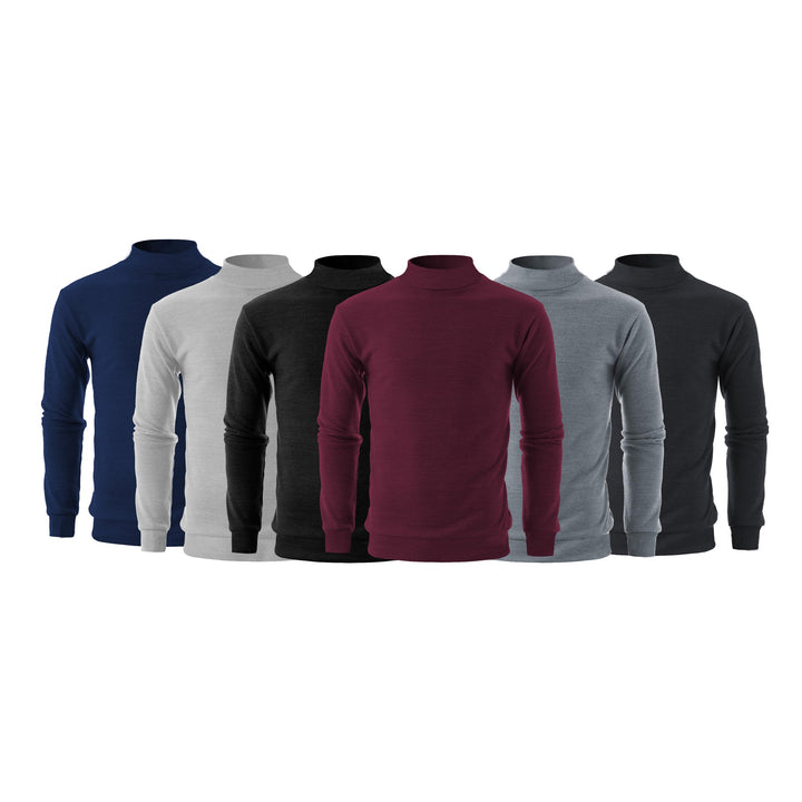 Mens Slim Fit Long Sleeve Casual Mock Neck Pullover Sweater 2 Pack Assorted Colors Image 2