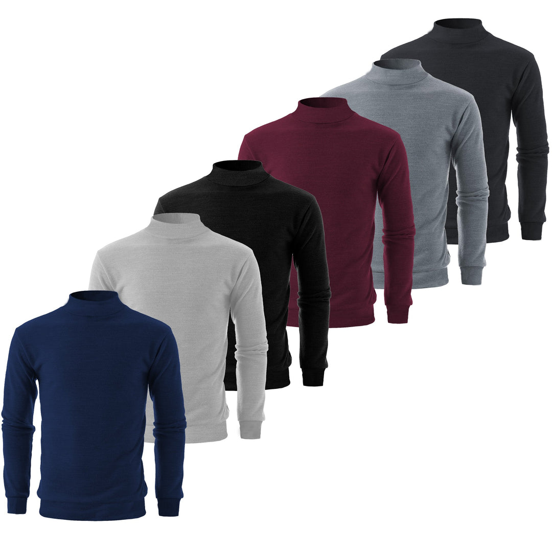 Mens Slim Fit Long Sleeve Casual Mock Neck Pullover Sweater 2 Pack Assorted Colors Image 3