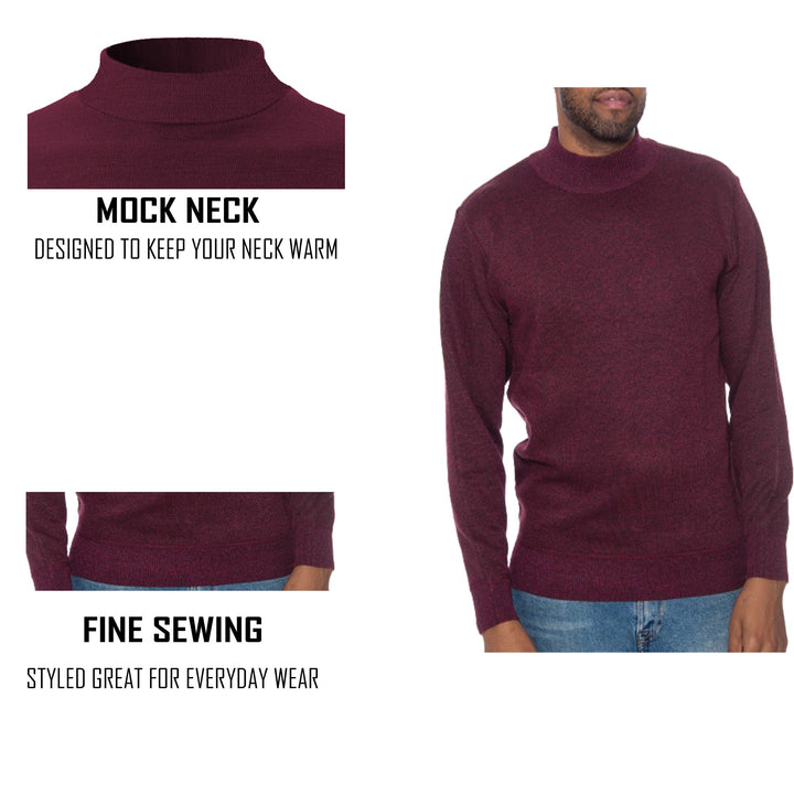 Mens Slim Fit Long Sleeve Casual Mock Neck Pullover Sweater 2 Pack Assorted Colors Image 6