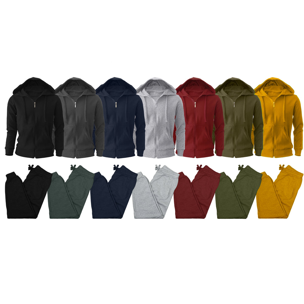 Mens Casual Full Zip Hoodie Tracksuit Jogging Athletic Pants Lightweight Fleece Image 2