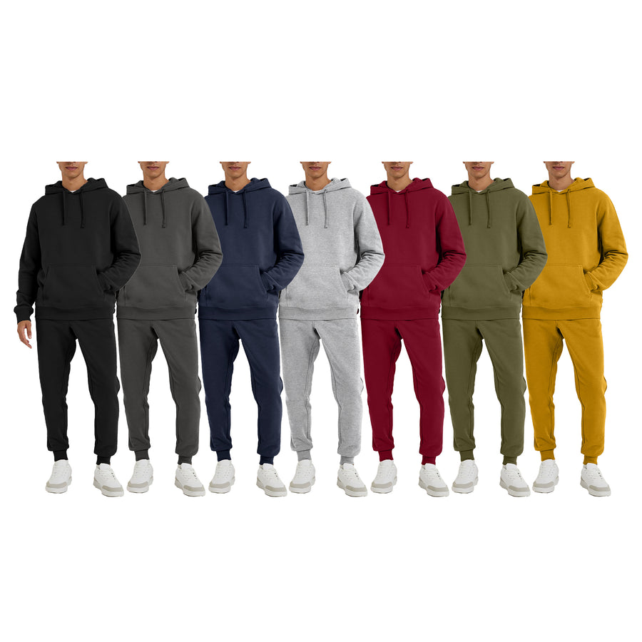 Mens Athletic Jogging Pullover Tracksuit Soft Fleece Lined Hoodie Pants Image 1