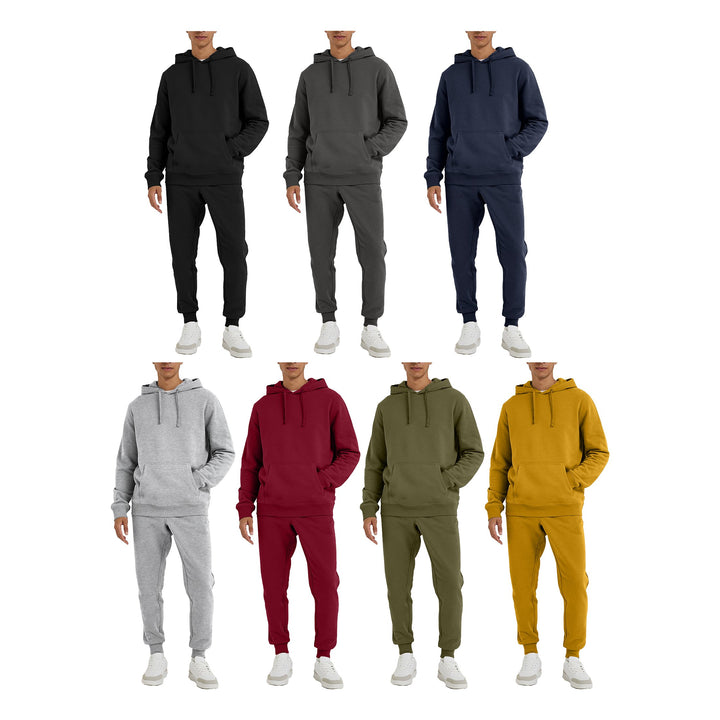 Mens Athletic Jogging Pullover Tracksuit Soft Fleece Lined Hoodie Pants Image 3