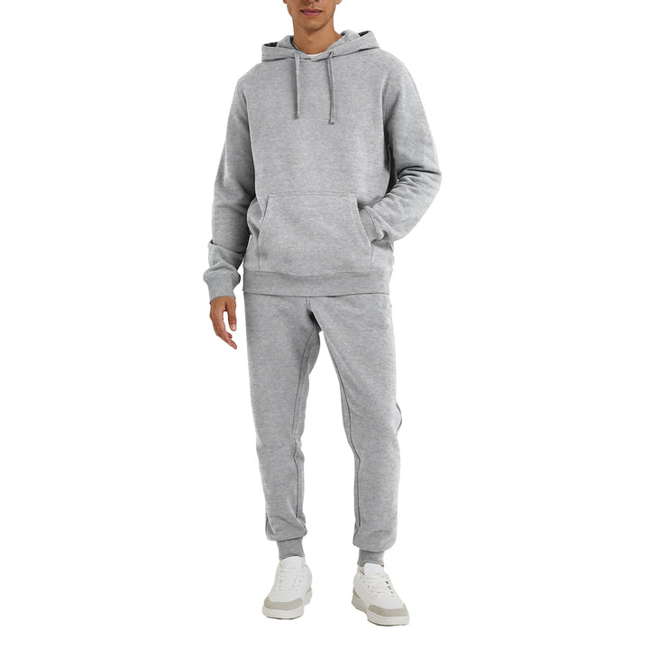 Mens Athletic Jogging Pullover Tracksuit Soft Fleece Lined Hoodie Pants Image 1