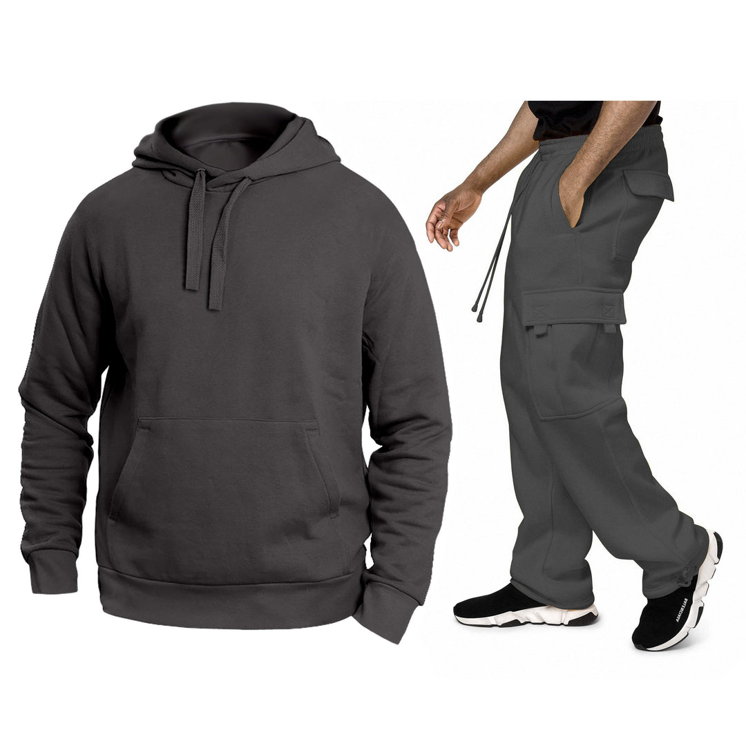 Mens Athletic Cargo Jogger Tracksuit Fleece Hoodie Soft Fabric Breathable Size S-XXL Image 3