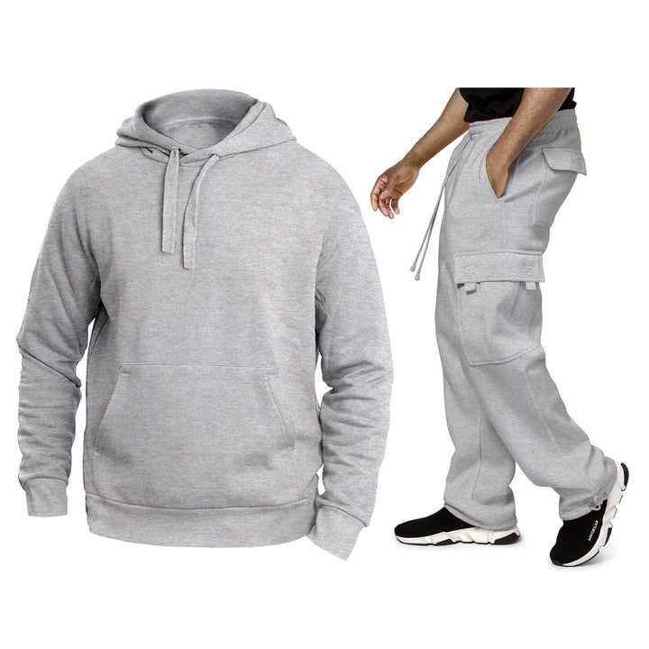 Mens Athletic Cargo Jogger Tracksuit Fleece Hoodie Soft Fabric Breathable Size S-XXL Image 4