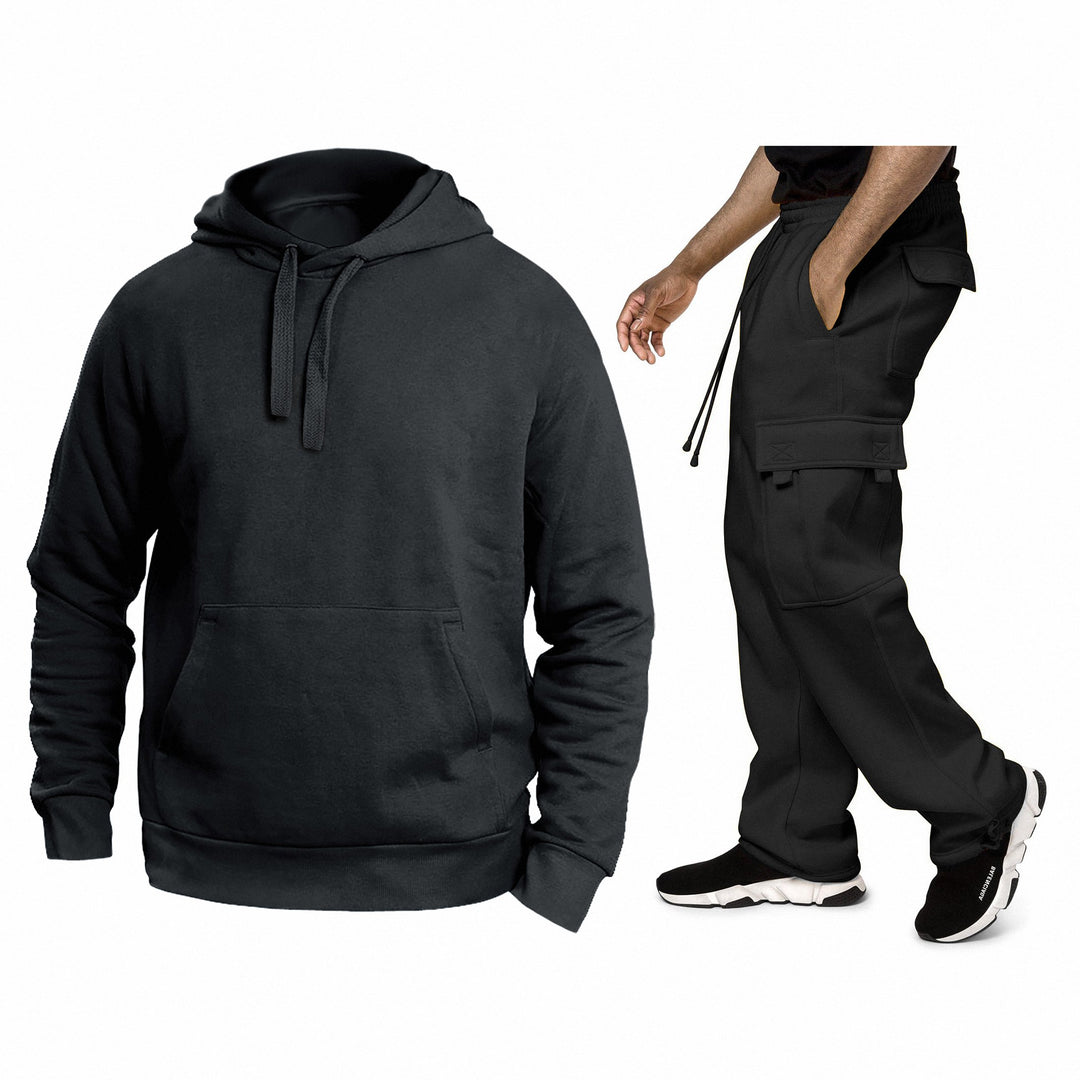 Mens Athletic Cargo Jogger Tracksuit Fleece Hoodie Soft Fabric Breathable Size S-XXL Image 4