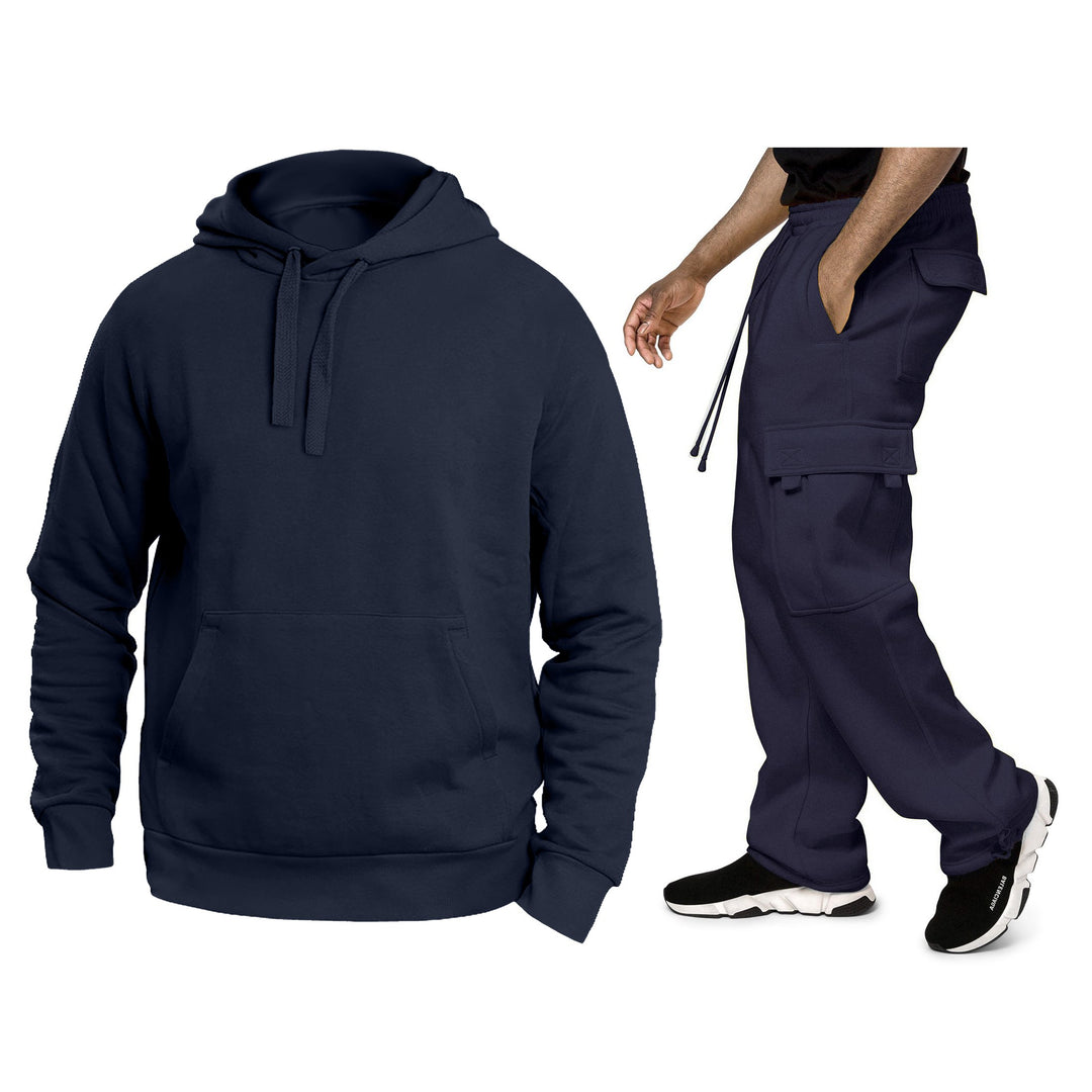 Mens Athletic Cargo Jogger Tracksuit Fleece Hoodie Soft Fabric Breathable Size S-XXL Image 6