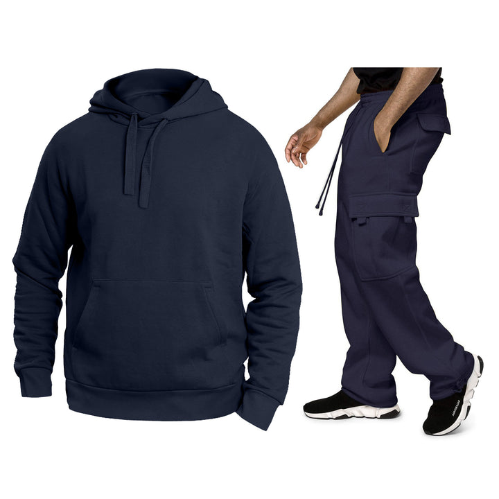 Mens Athletic Cargo Jogger Tracksuit Fleece Hoodie Soft Fabric Breathable Size S-XXL Image 6