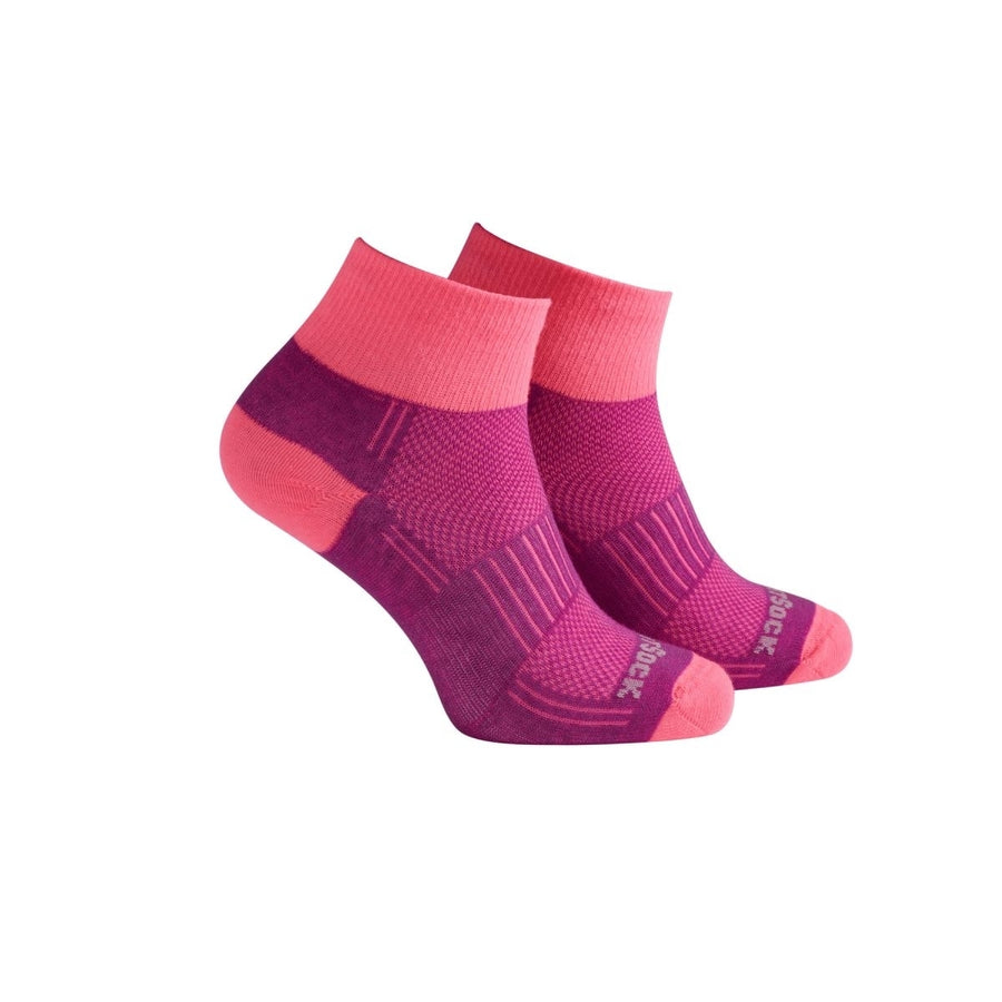 Wrightsock Unisex Coolmesh II Quarter Socks Plum/Pink - 805.2401  Plum/Pink Image 1