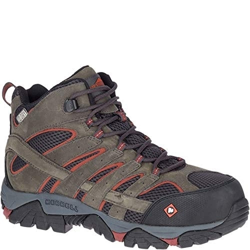 MERRELL WORK Mens Moab Vertex Mid Waterproof Comp Toe Work Boot Pewter - J11515  PEWTER Image 1