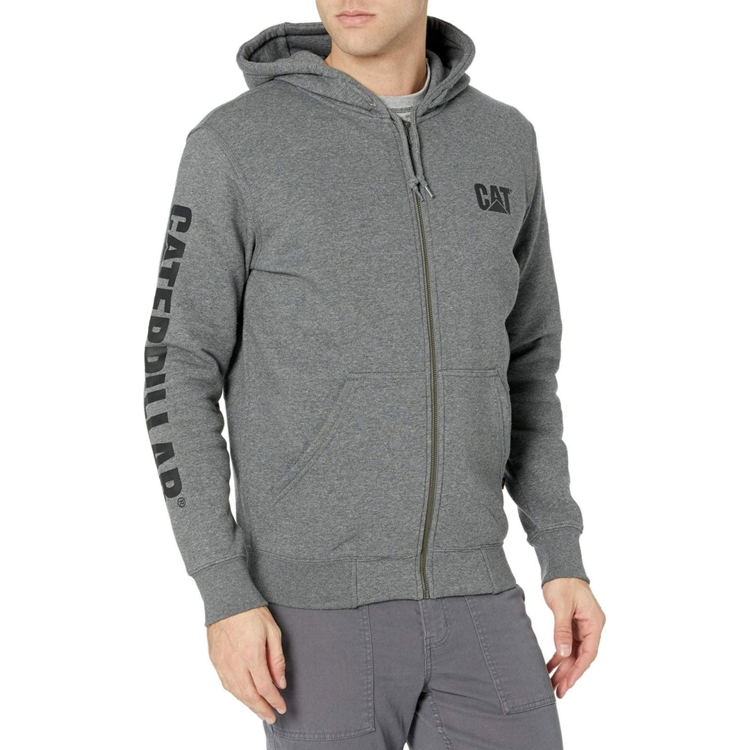 Caterpillar Workwear Mens Full Zip Hoodie Heather Gray - W10840-004 HEATHER GRAY Image 1