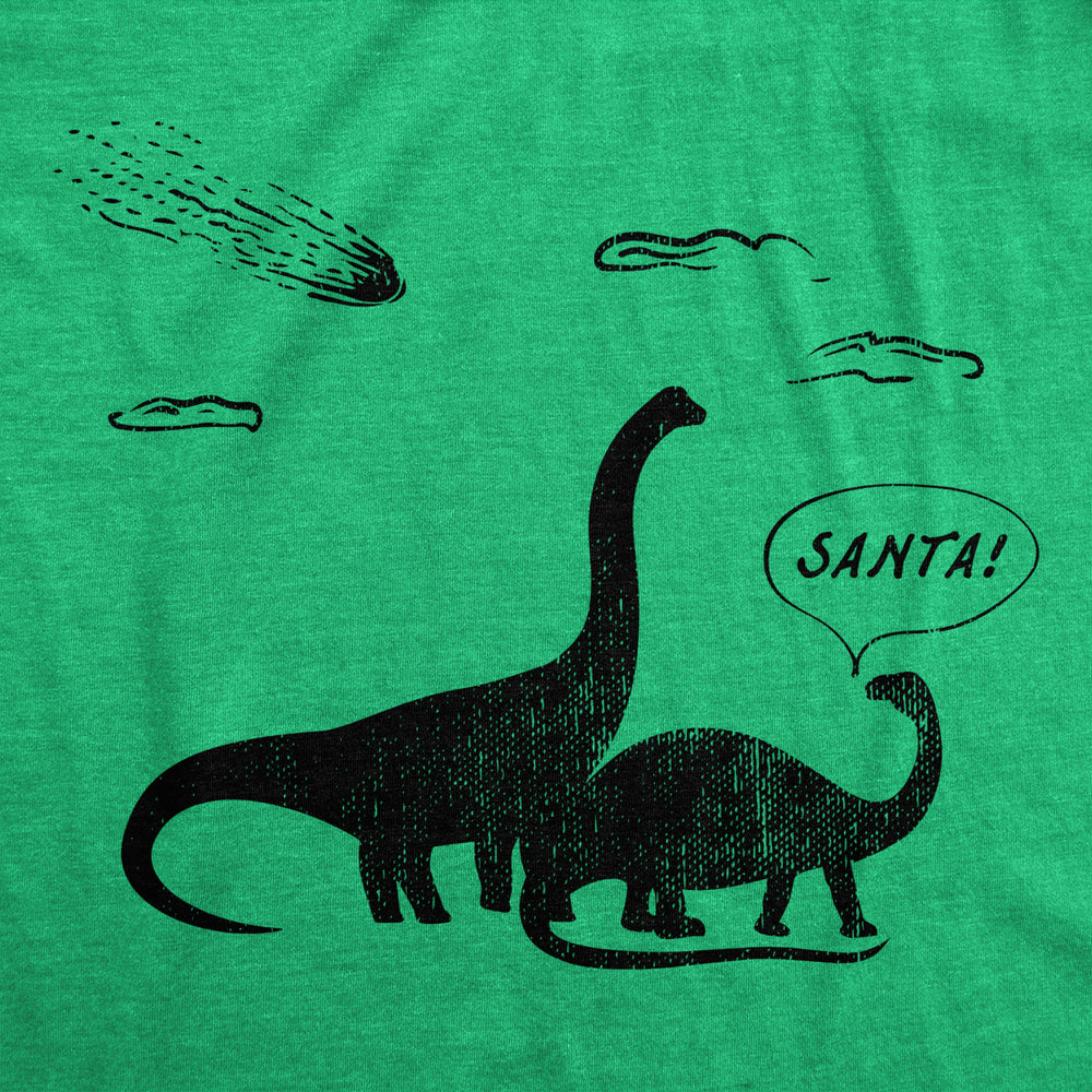 Mens Santa Dinosaurs T Shirt Funny Xmas Dino Meteor Extinction Joke Tee For Guys Image 2