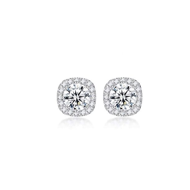 Paris Jewelry 18K White Gold Halo Created Sapphire 3ct CZ Stud Earrings Image 1