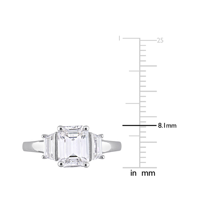 2.30 Carat (ctw) Lab-Created Three-Stone Moissanite Engagement Ring in Sterling Silver Image 4