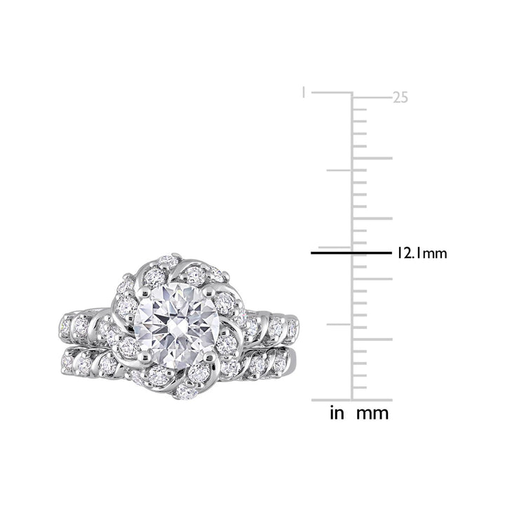 1.90 Carat (ctw) Synthetic Moissanite Bridal Engagement Wedding Ring Set in Sterling Silver Image 4