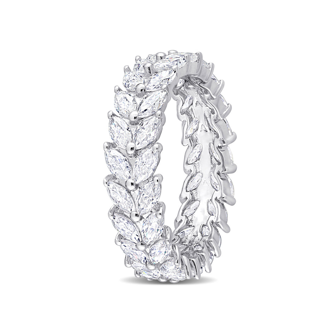 4.20 Carat (ctw) Lab-Created Moissanite Marquise Anniversary Eternity Ring in Sterling Silver Image 4