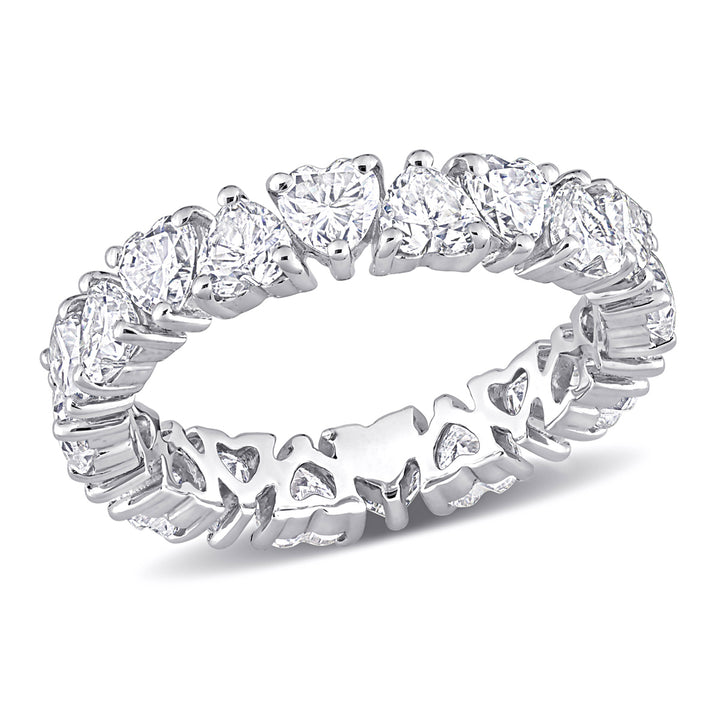 3.40 Carat (ctw) Lab-Created Moissanite Heart Anniversary Eternity Ring in Sterling Silver Image 1