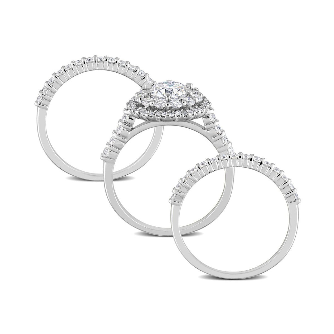 2.00 Carat (ctw) Synthetic Moissanite Engagement Wedding Ring Set in Sterling Silver Image 4