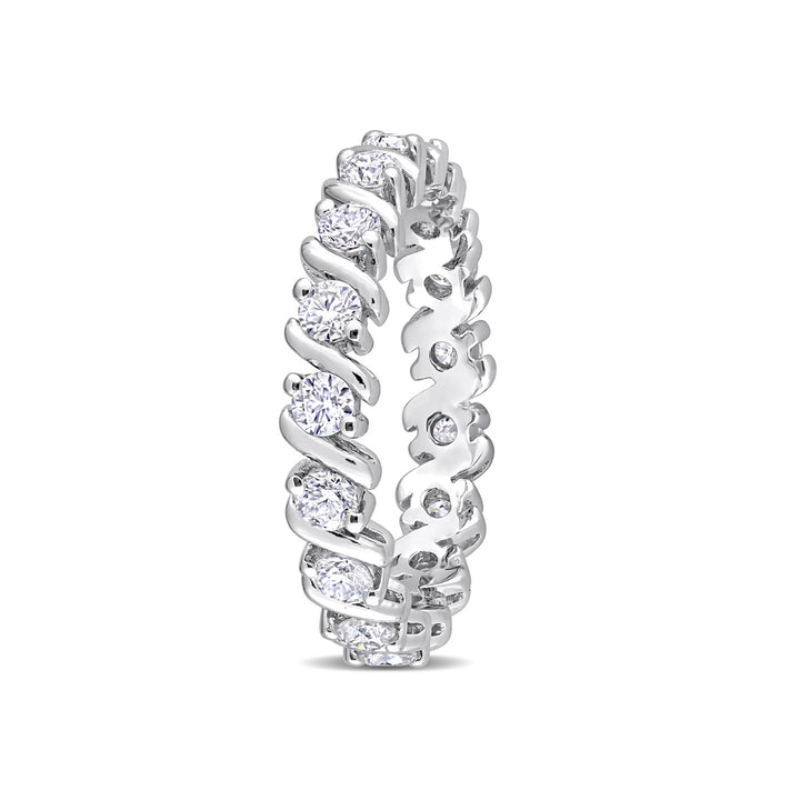 1.05 Carat (ctw) Lab-Created Moissanite Anniversary Eternity Ring Band in Sterling Silver Image 4