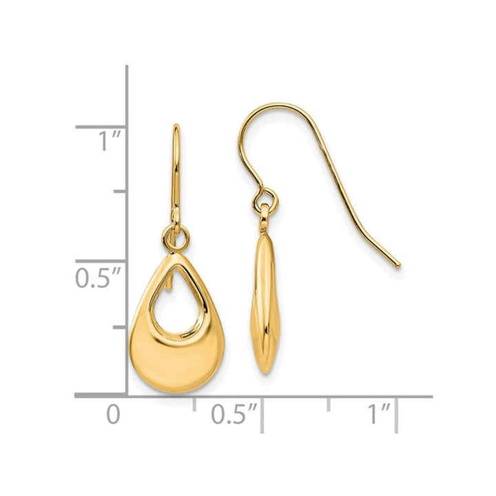 14K Yellow Gold Polished Teardrop Dangle Earrings Image 3