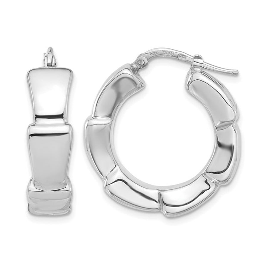 Sterling Silver Polished Hoop Earrings Image 1