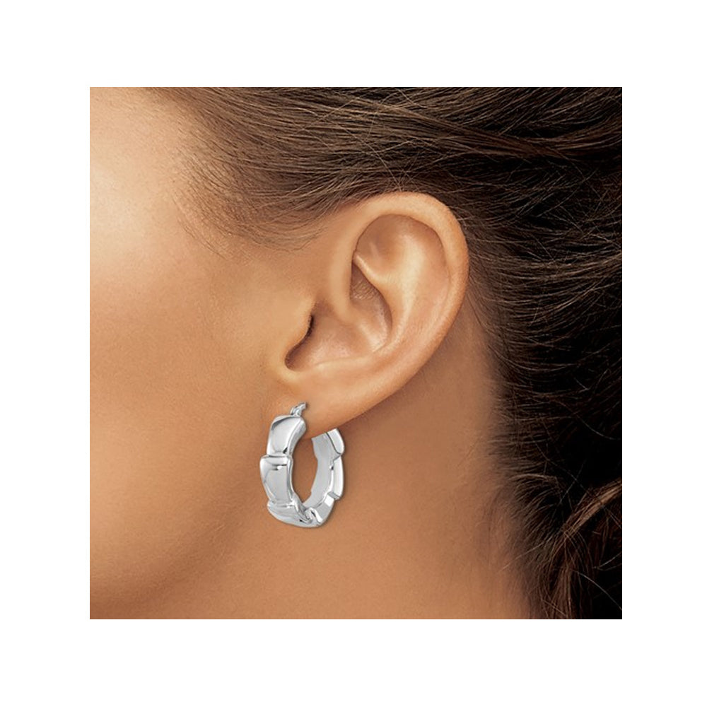 Sterling Silver Polished Hoop Earrings Image 3