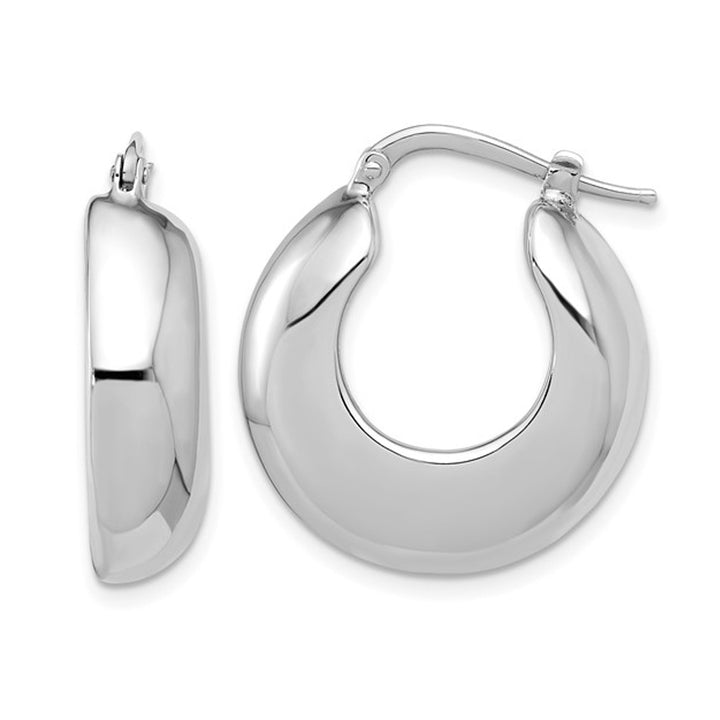 Sterling Silver Polished Round Hoop Earrings Image 1