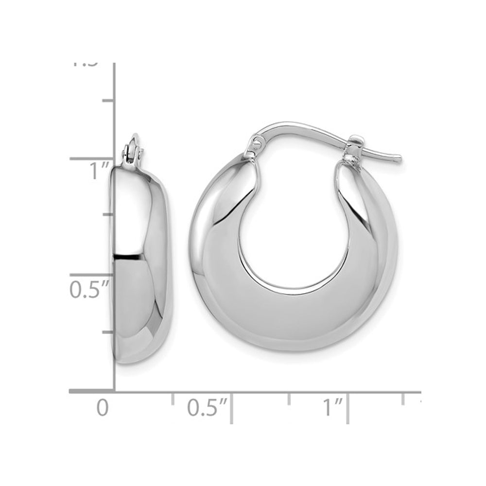 Sterling Silver Polished Round Hoop Earrings Image 2