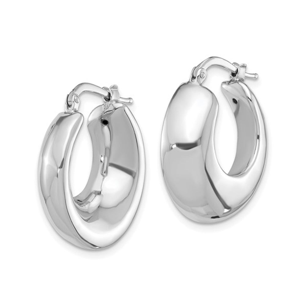 Sterling Silver Polished Round Hoop Earrings Image 4