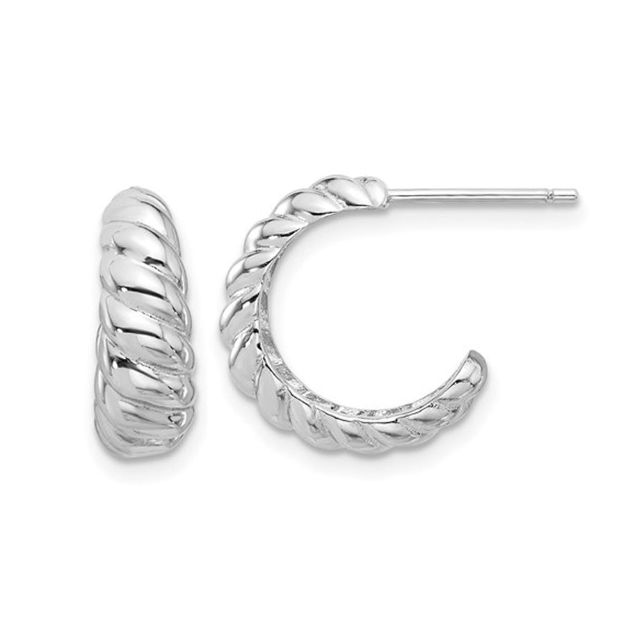 Sterling Silver Scalloped Hoop Earrings Image 1