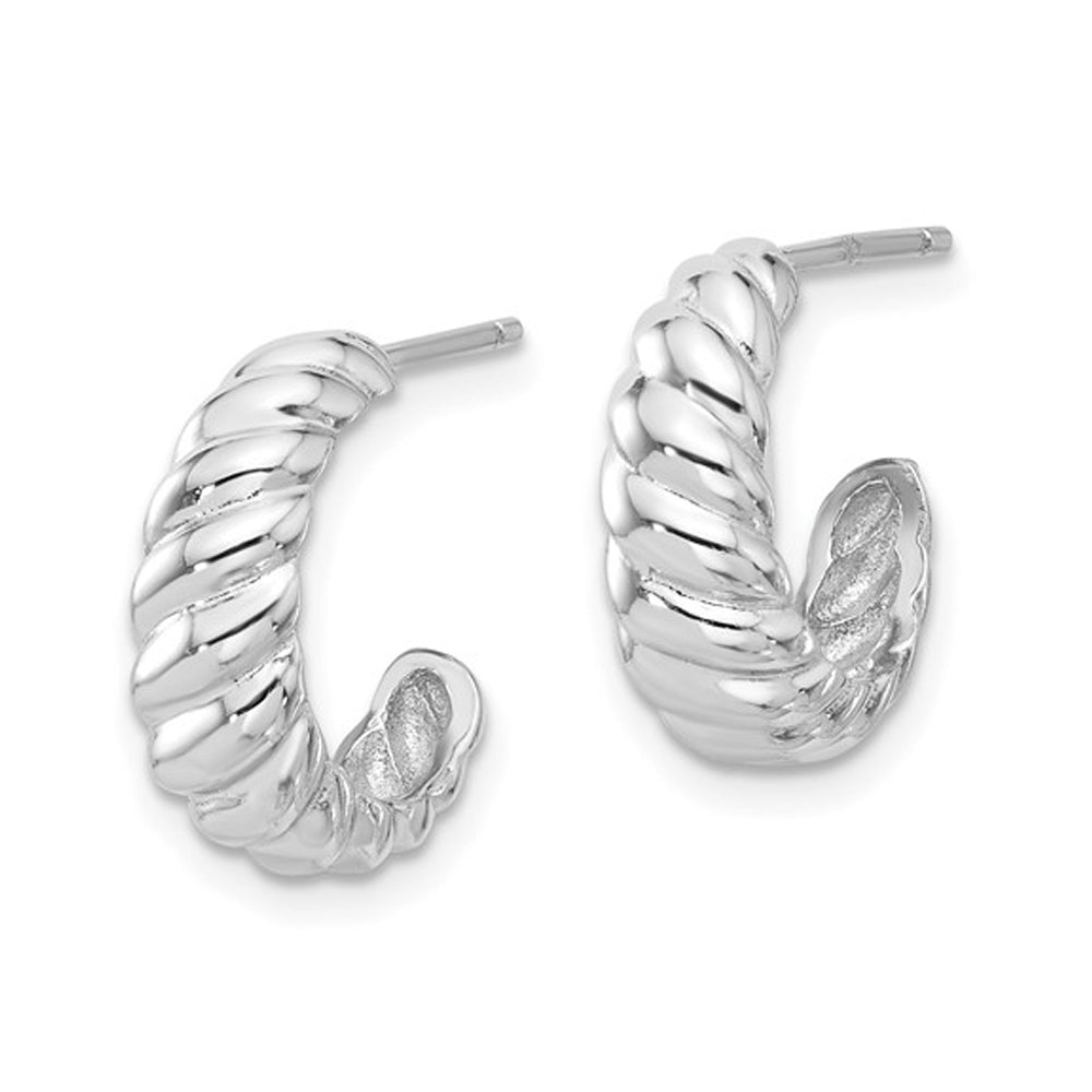 Sterling Silver Scalloped Hoop Earrings Image 2