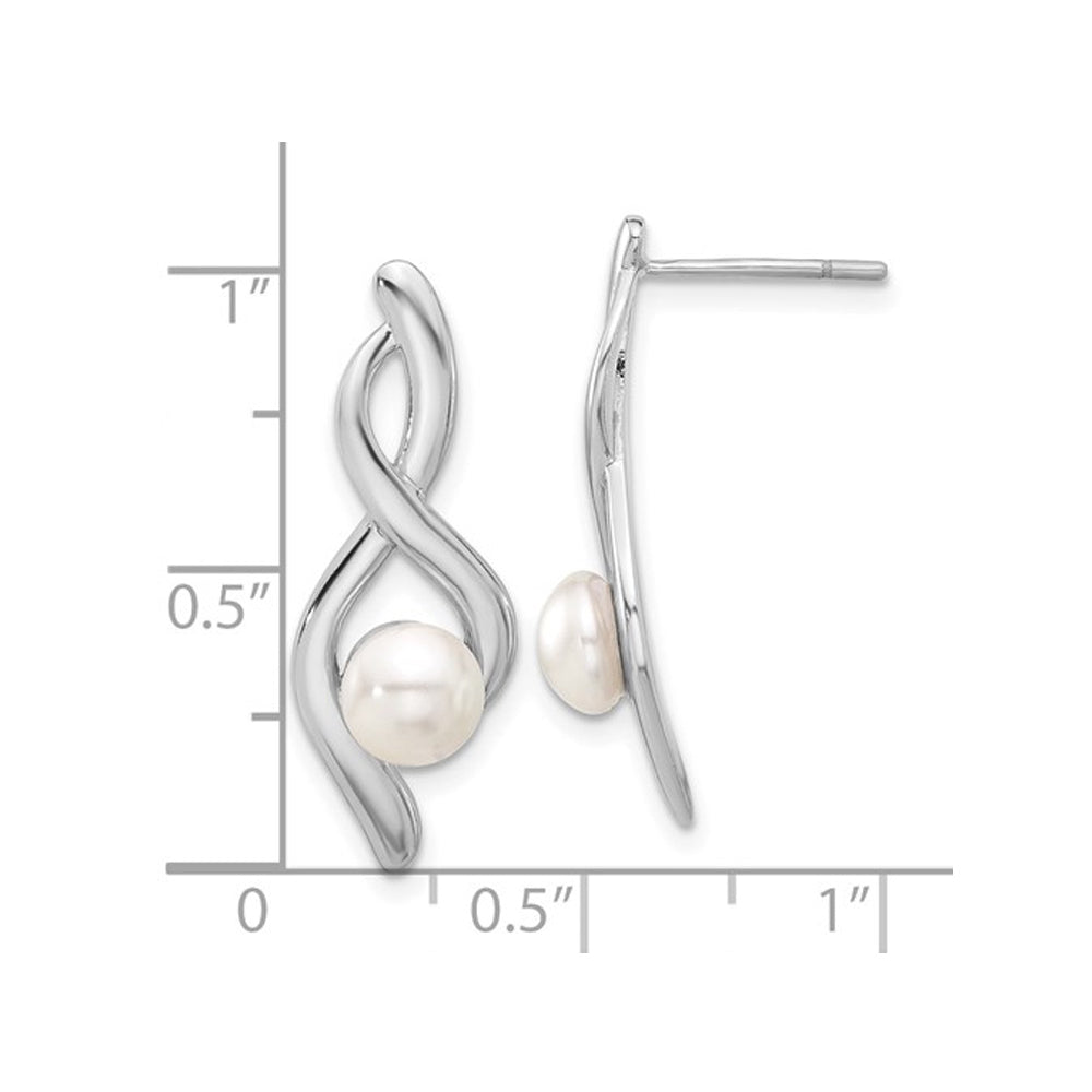 Freshwater Cultured Pearl 3-4mm Dangle Infinity Earrings in Sterling Silver Image 3