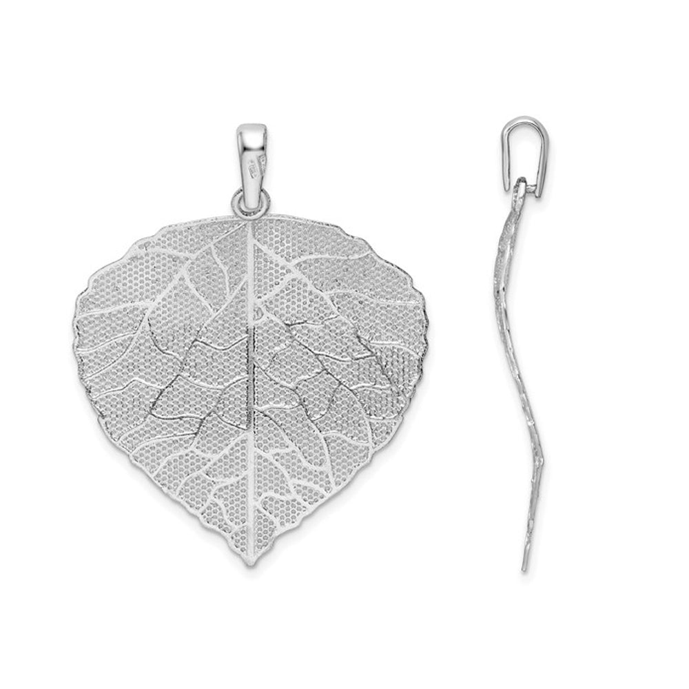 Sterling Silver Large Leaf Pendant Necklace with Chain Image 3