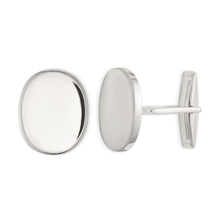Sterling Silver Polished Oval Cuff Links Image 1