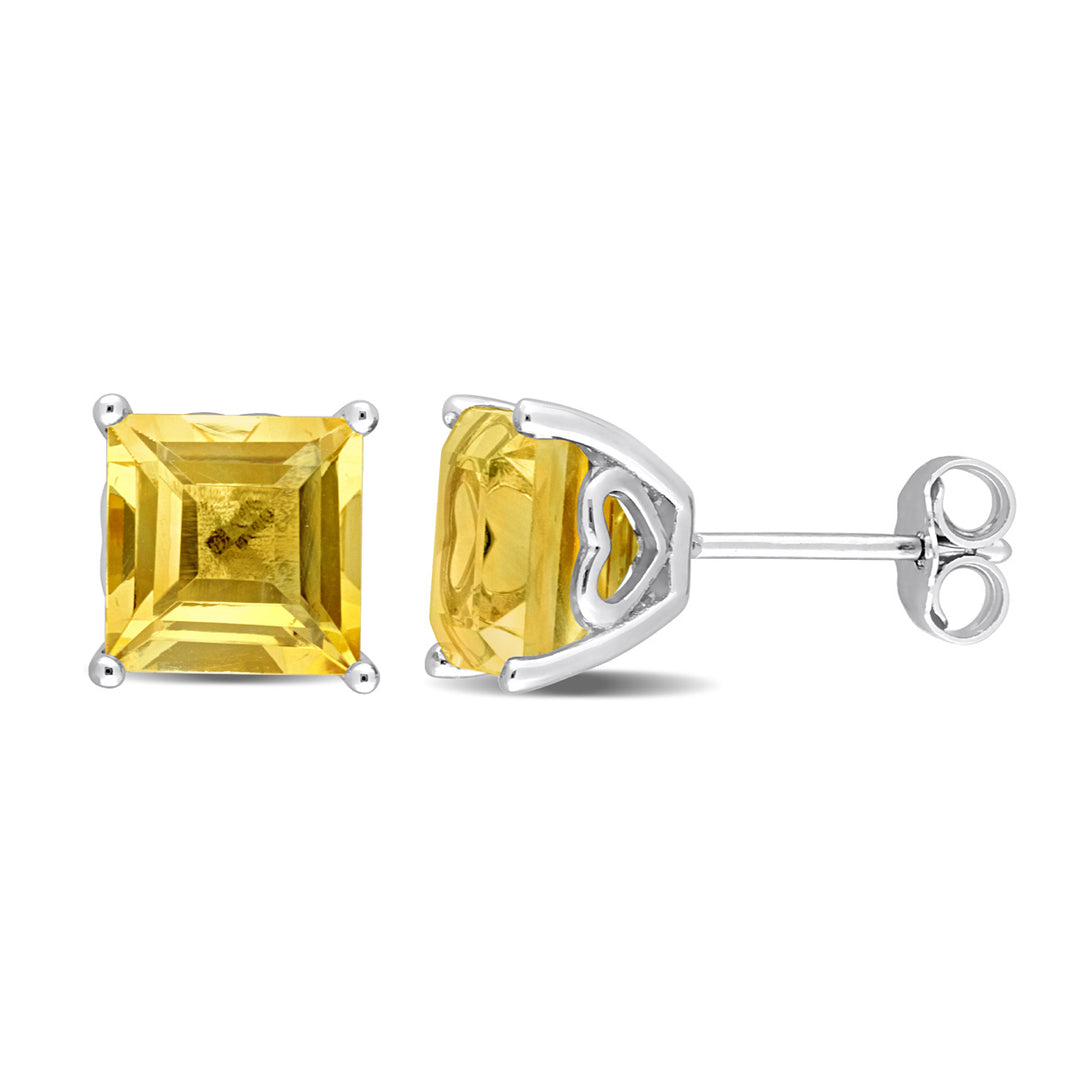 4.86 Carat (ctw) Citrine Princess-Cut Solitaire Stud Earrings in Sterling Silver Image 1