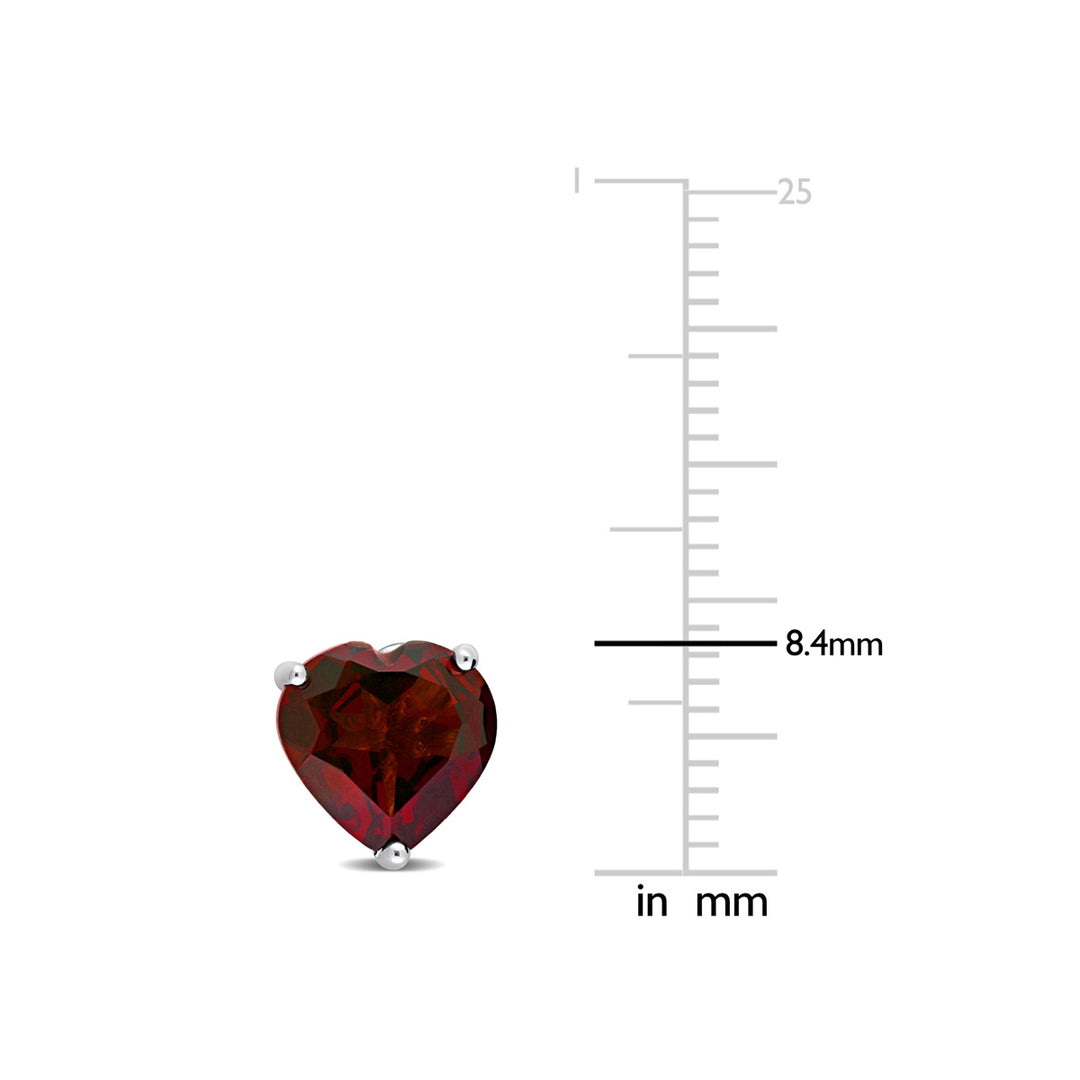 3.90 Carat (ctw) Garnet Heart-Shape Solitaire Stud Earrings in Sterling Silver Image 3