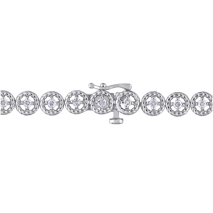 1.00 Carat (ctw) Diamond Tennis Link Bracelet in Sterling Silver Image 2